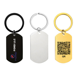 Wholesale QR Code Keychain Stainless Steel Key Chain Custom Blank Keychain Metal Tag Keychains