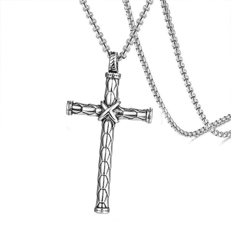 Hot Sale Cross Men's Titanium Steel Necklace Fashion Pendant Stainless Steel Jewelry Necklace for Student Couple