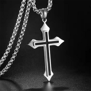 Hot Sale Cross Men's Titanium Steel Necklace Fashion Pendant Stainless Steel Jewelry Necklace for Student Couple