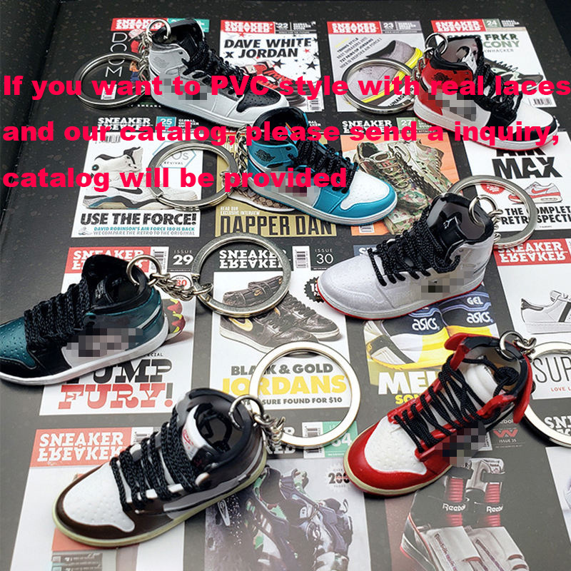 Wholesale Soft PVC AJ  Shoe 3D Rubber Keychain Mini Sneaker Key Chain Jordania Keychain Keyring with Mini Box