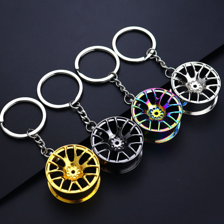 Wholesale Hot Selling Auto Car Part Keychain Custom Logo Black Silver Turbo Gearbox Wheel Tire Rim Red Brake Key Chain