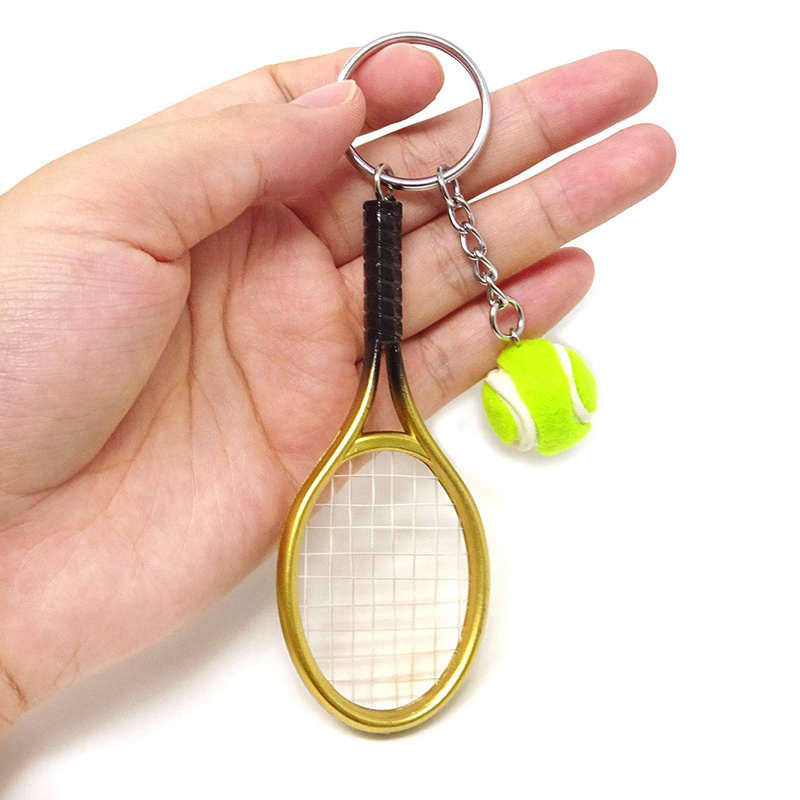 Wholesale Souvenir Gifts Mini Tennis Keychain Tennis Racket Ball Keychain