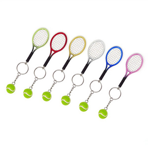 Wholesale Souvenir Gifts Mini Tennis Keychain Tennis Racket Ball Keychain