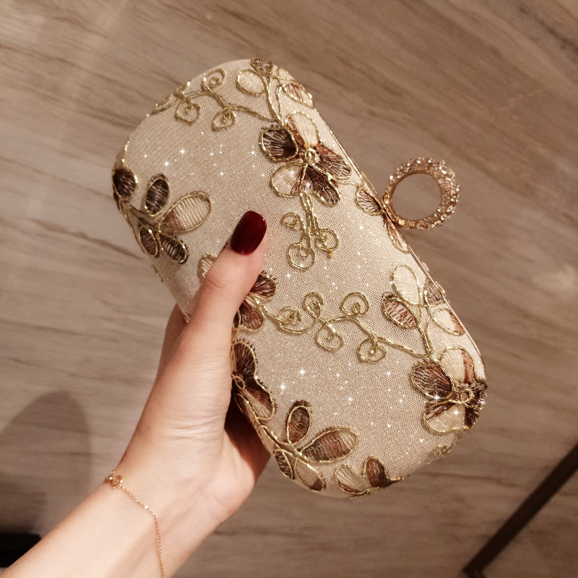 Wholesale Portable Diamond Fashion Drawstring Bucket Bag Ladies Mini Wedding Party Purse Gold Sparkly Cross-slung Shoulder Bag