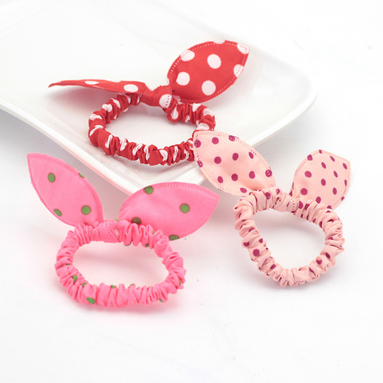 wholesale  small Bunny ears hair tie for baby cute  ponytail rubber band high elastic kids  hair accessories