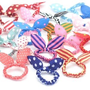 wholesale  small Bunny ears hair tie for baby cute  ponytail rubber band high elastic kids  hair accessories