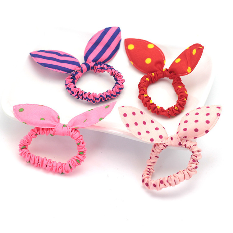 wholesale  small Bunny ears hair tie for baby cute  ponytail rubber band high elastic kids  hair accessories