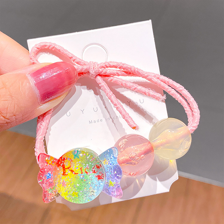 Wholesale Cartoon hair  scrunchie  for girl cute rainbow animal rubber hairband   hair accessories