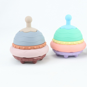 Saucer Shape Gyro Baby Silicone Stacking Blocks 3D Puzzle Standing Toys