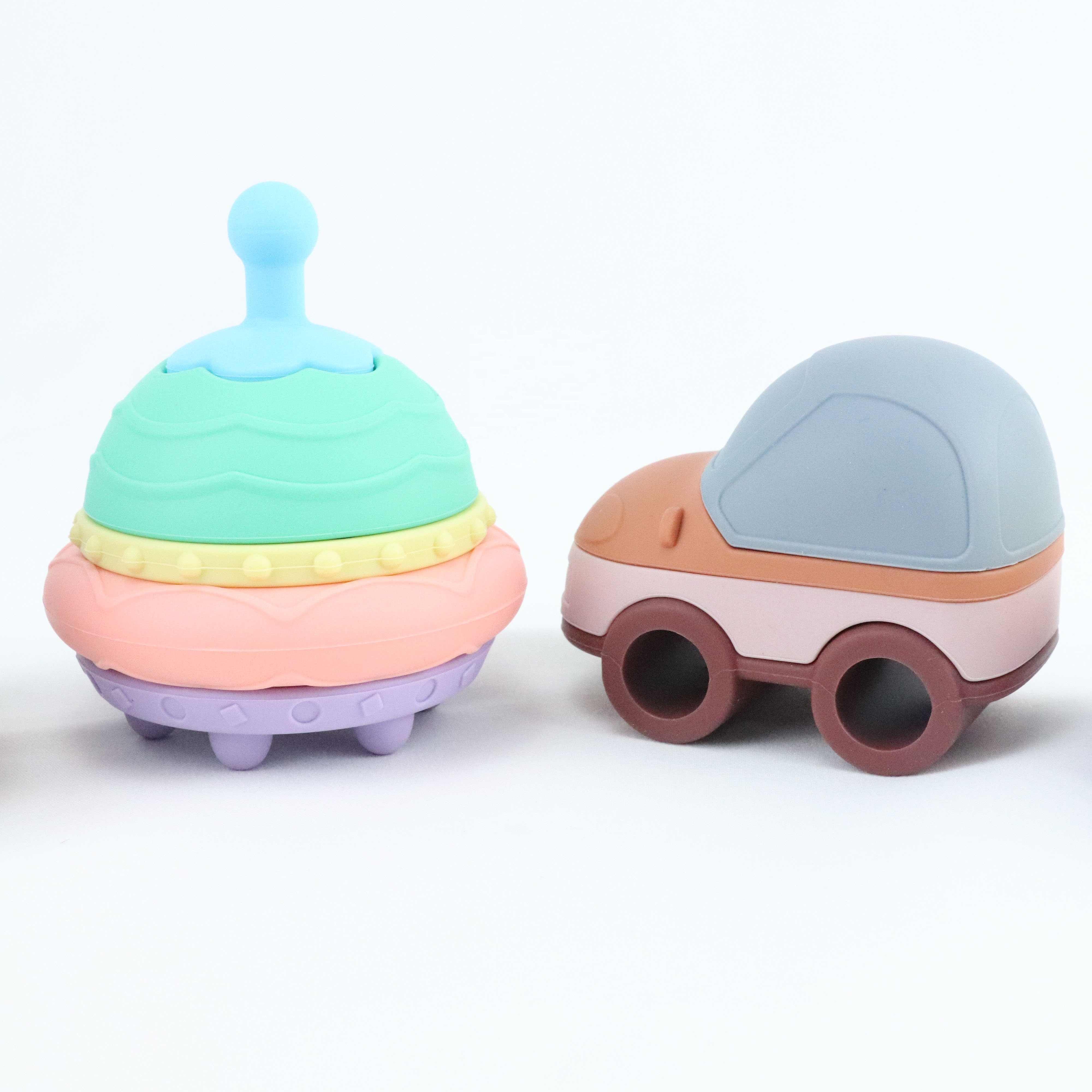 Saucer Shape Gyro Baby Silicone Stacking Blocks 3D Puzzle Standing Toys