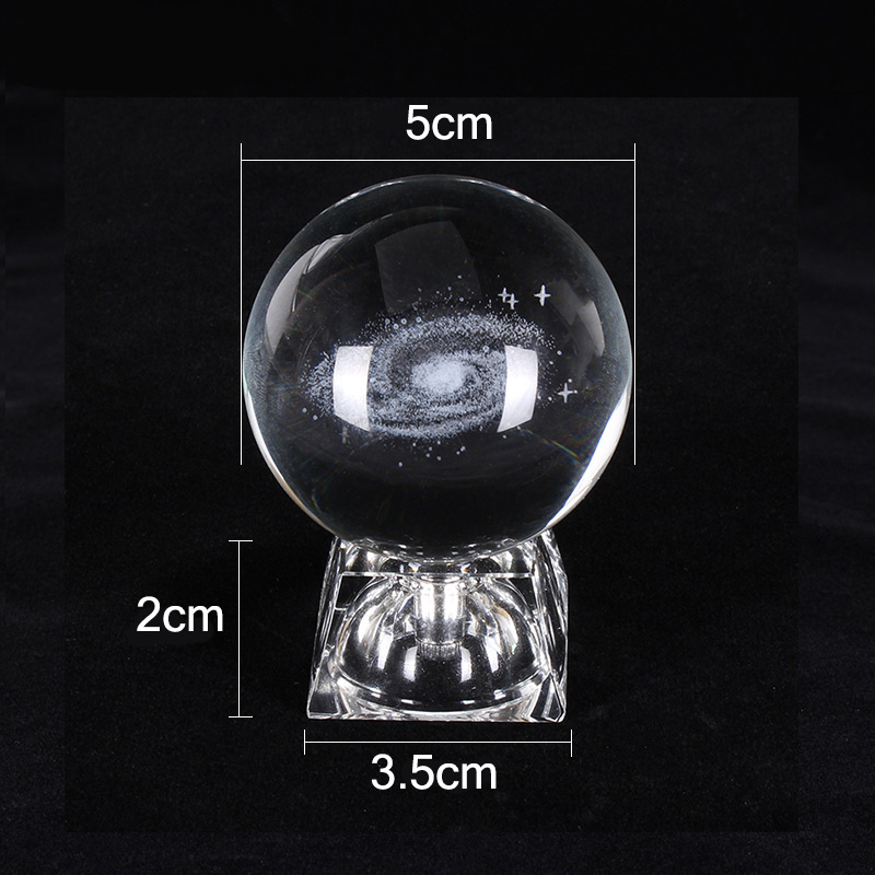 60mm Crystal Solar System Planet 3D Laser Engraved System Crystal Ball with LED Light Base