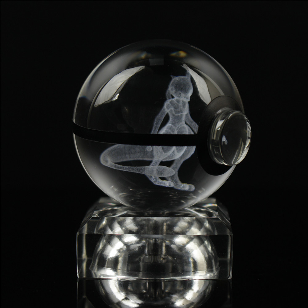 Drop Shipping Cartoons 3d Laser Engrving Ball Crystal Rayquaza Led Crystal Ball Pokeball Toy