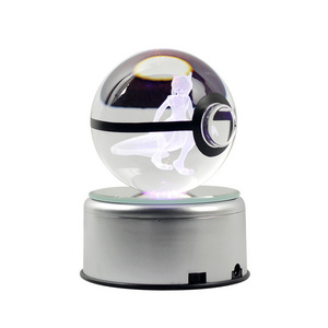 Drop Shipping Cartoons 3d Laser Engrving Ball Crystal Rayquaza Led Crystal Ball Pokeball Toy