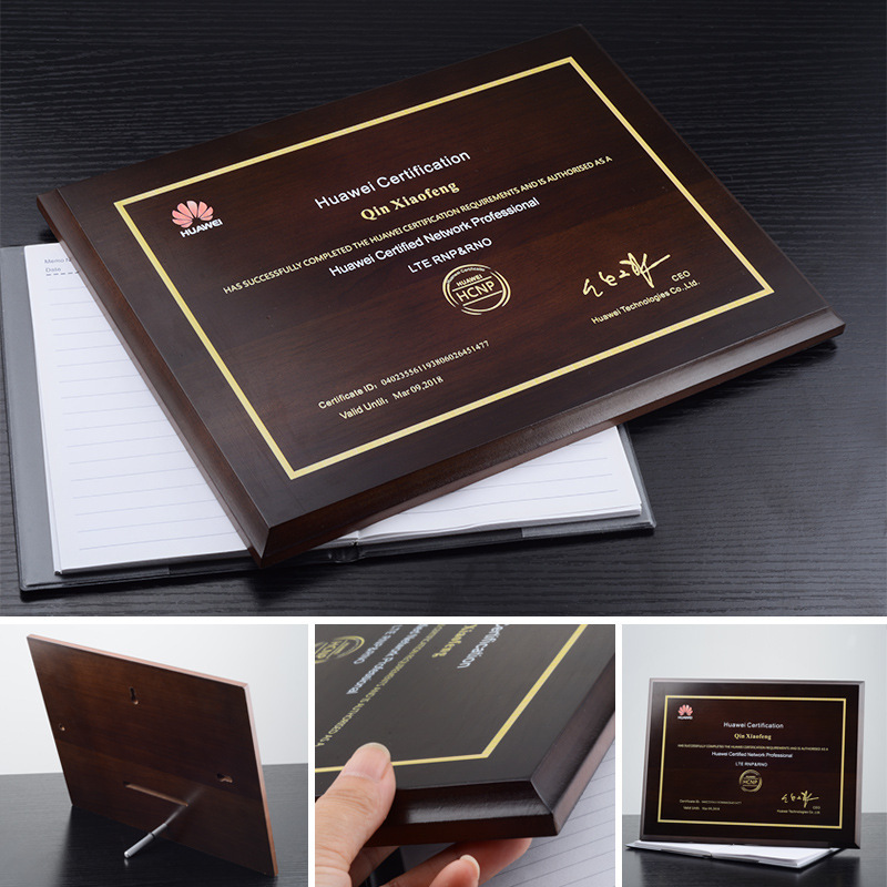 Medals Custom Company Authorization license Crystal Wooden Business Trophy Award Plaque