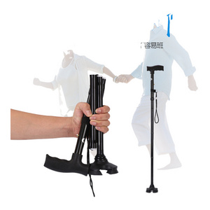 Wholesale Adjustable Walking Crutches Folding Thickened Aluminum Tube Old Man Walking Stick With Base