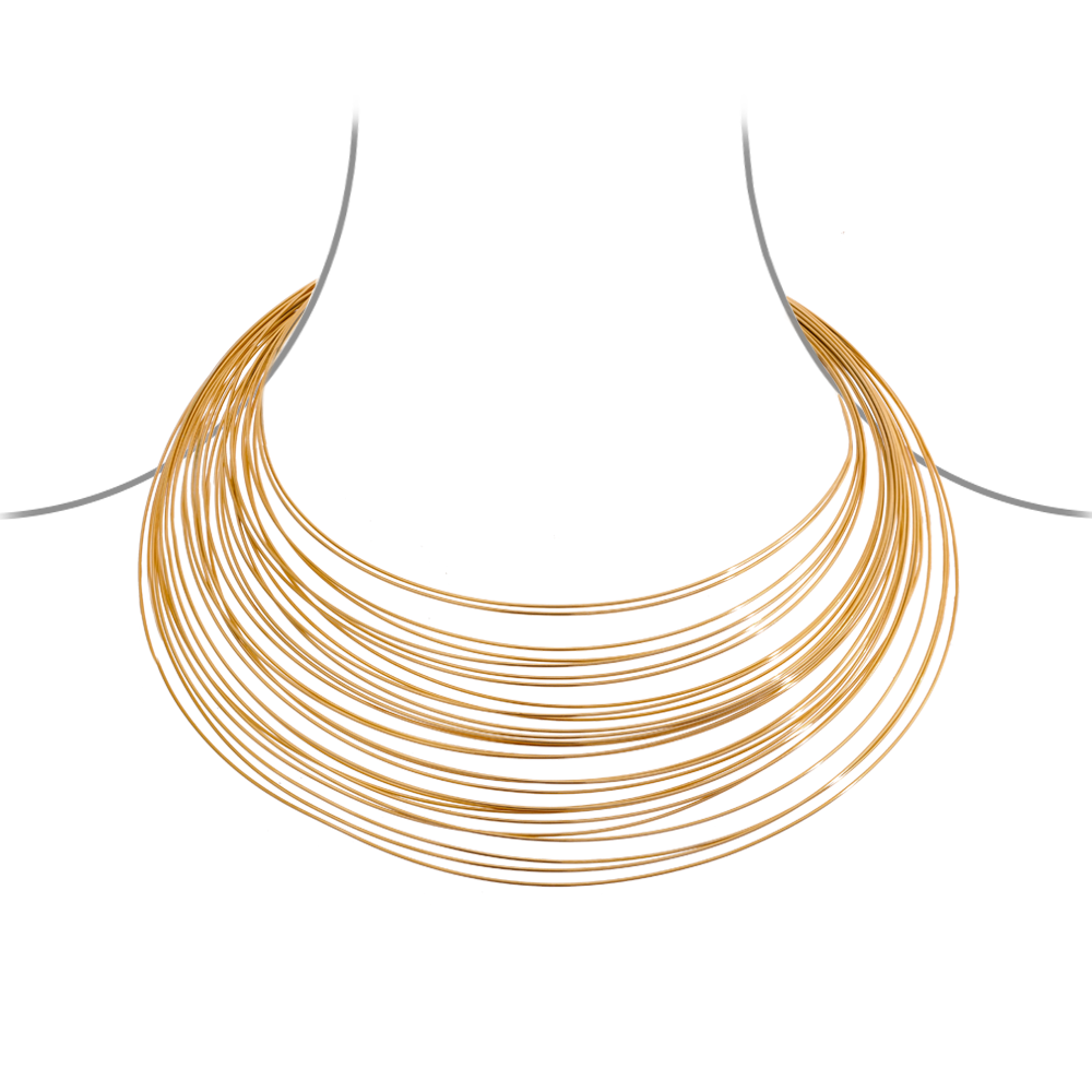 JINYOU 1007 Rust Proof Stainless Steel Multilayer Metal Wire Torques Choker 18k Gold Plated Necklace for Women Statement Jewelry