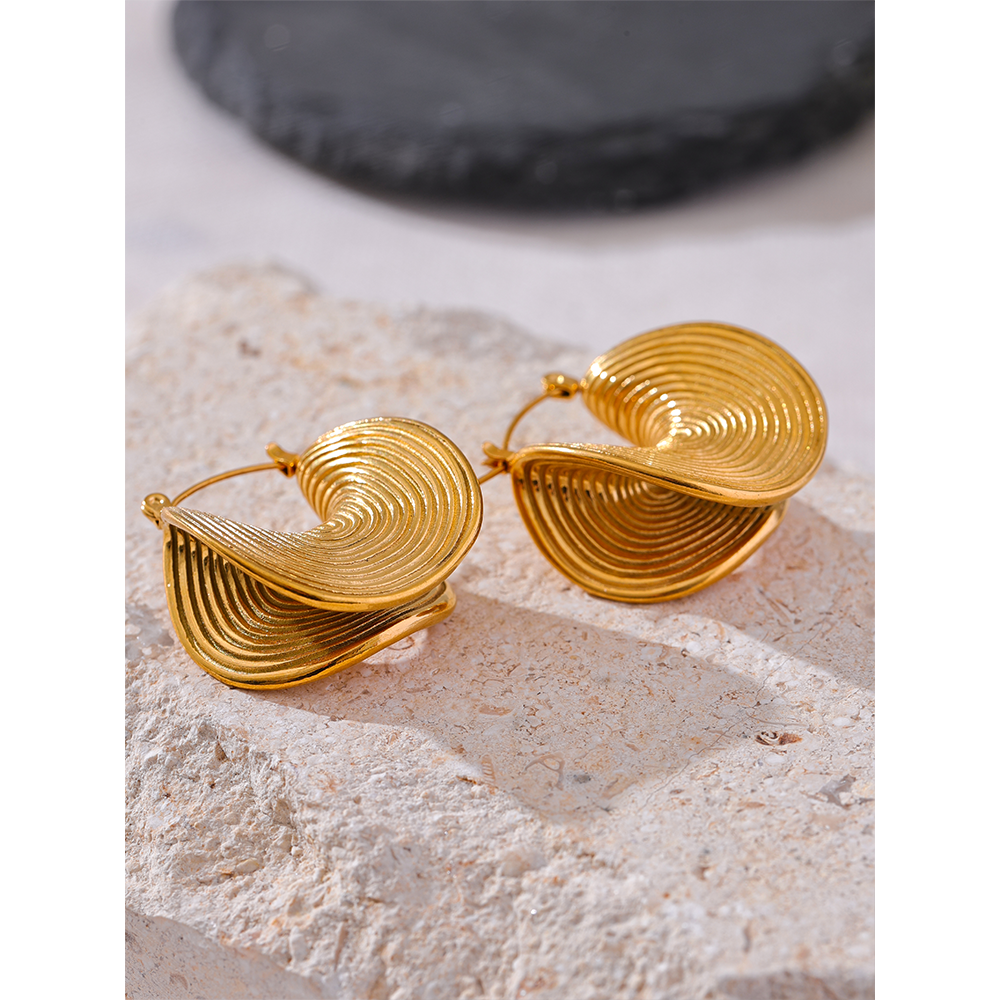 JINYOU 3024 Stylish Unique Stainless Steel Geometric Statement Waterproof Earrings Creative Metal Gold Temperament Jewelry Women