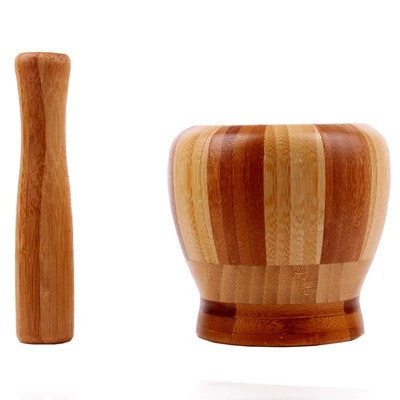 Useful Kitchen Physical Squeezing Cheap Granite Mortar And Pestle Wood Natural Bamboo Garlic Masher