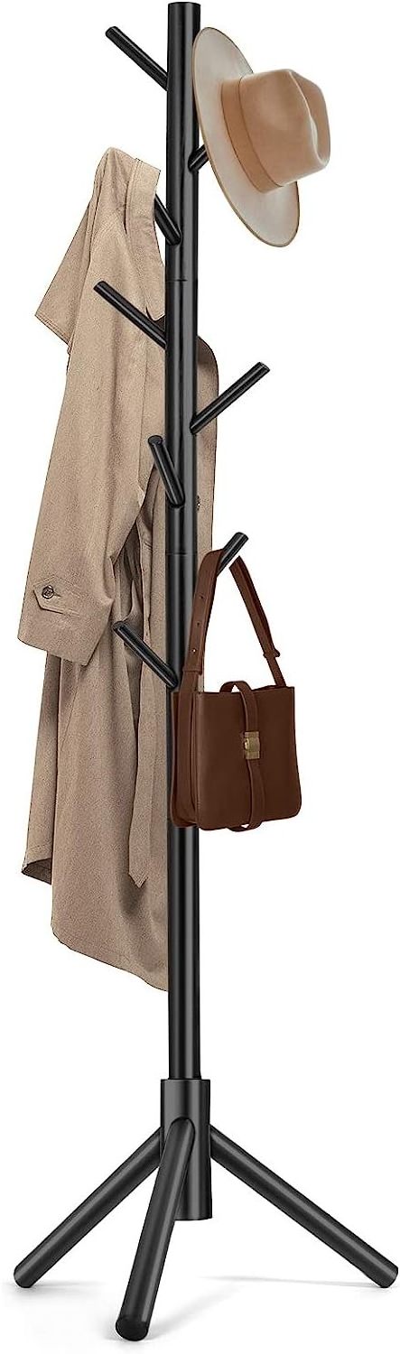 Bamboo Wooden Coat rack Hanger Stand Easy Assembly Space Saving Multi Function Coat Tree Rack