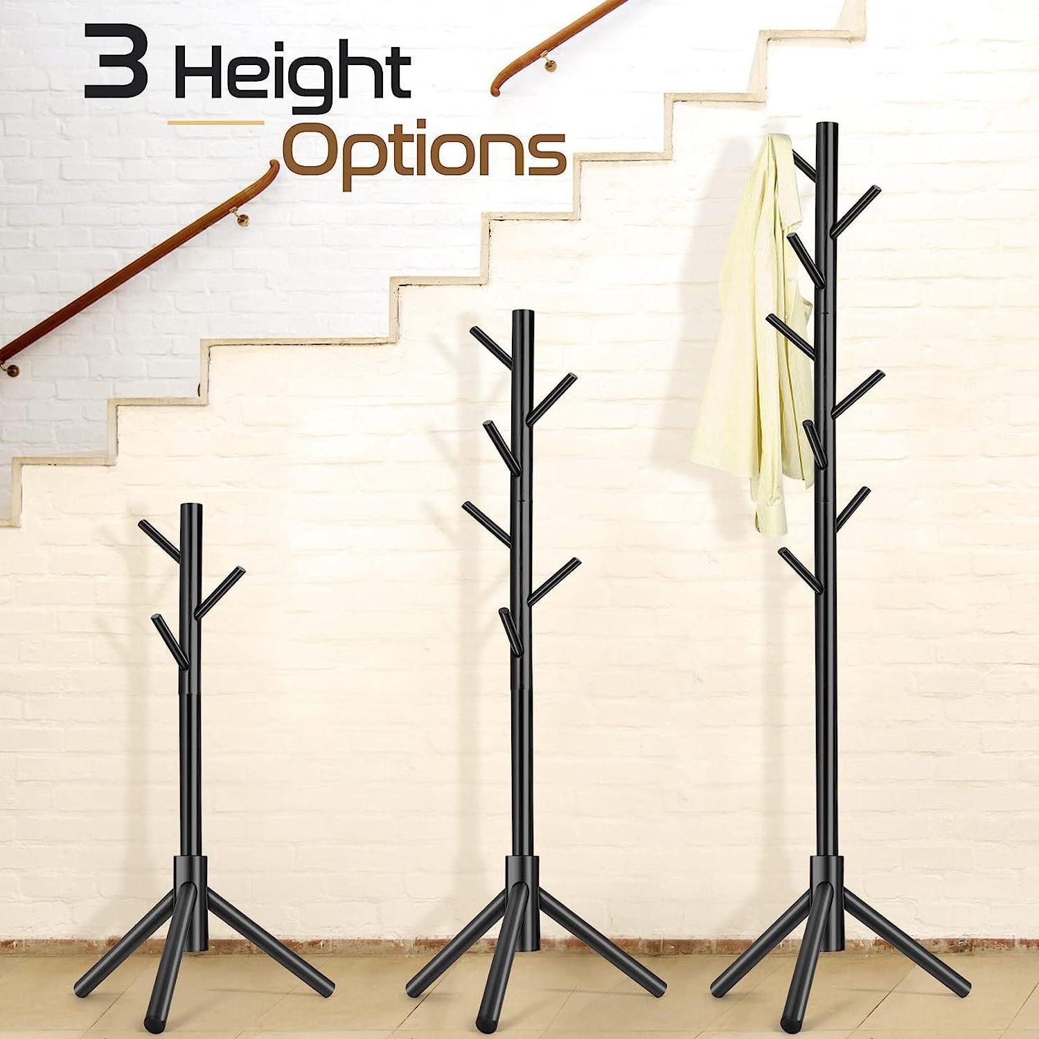 Bamboo Wooden Coat rack Hanger Stand Easy Assembly Space Saving Multi Function Coat Tree Rack