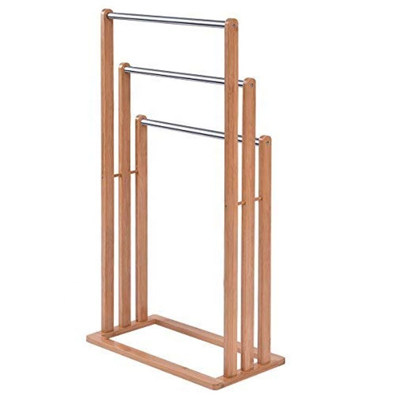 Promotional Hotel Bamboo Bathroom Rack Floor Free Big Bath Towel Portable Bathroom Towel Racks