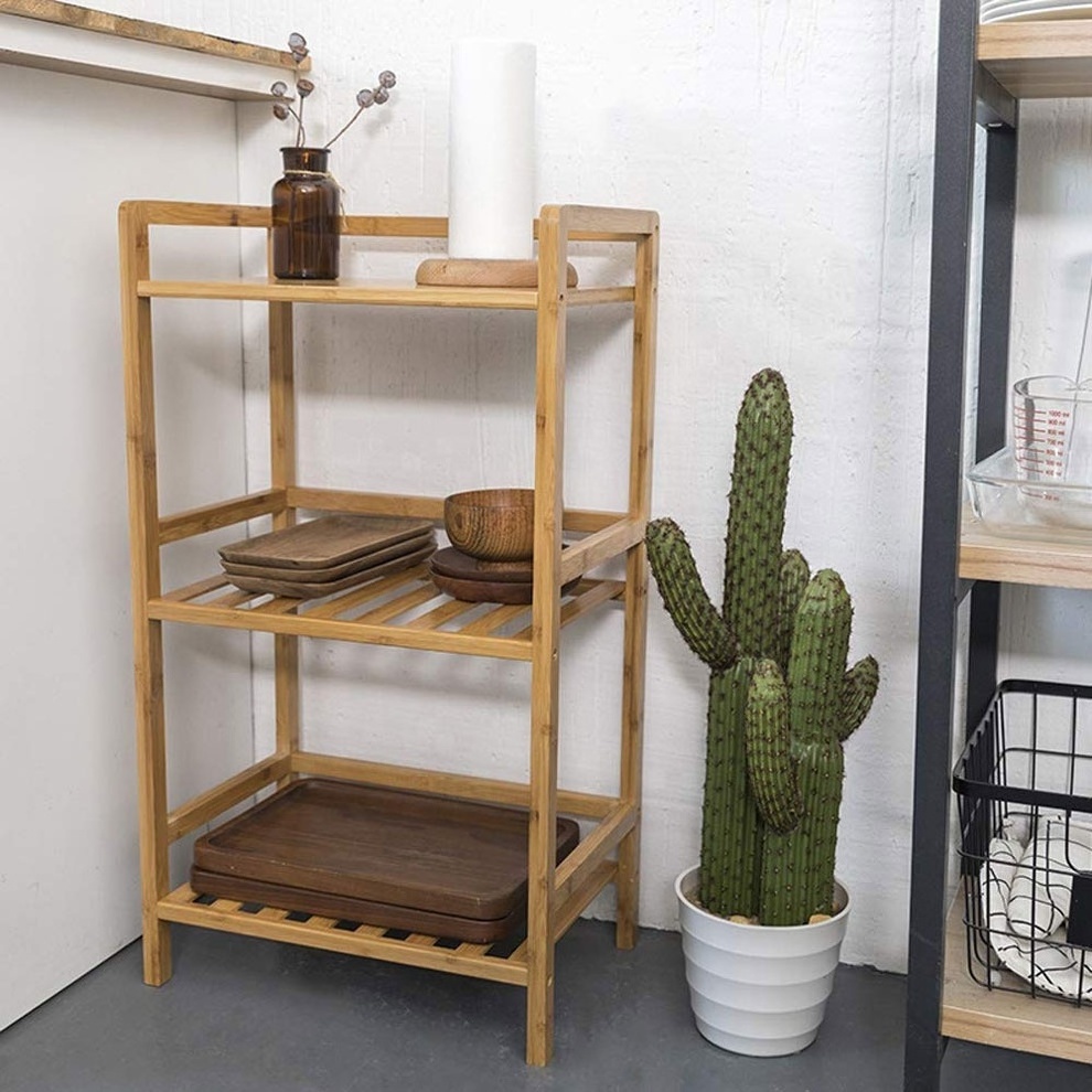 3-Layer Bamboo Storage Rack Bathroom Shelf Towel Shelf