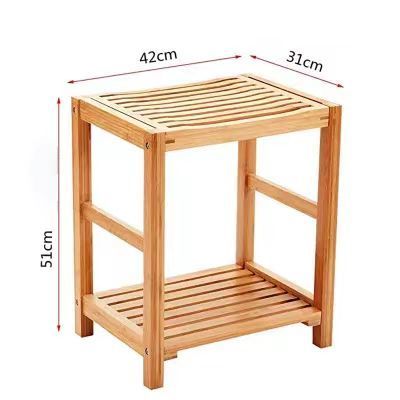 Household Bathroom Shower Small Storage Rack Foldable Bamboo Shoe Changing Stool