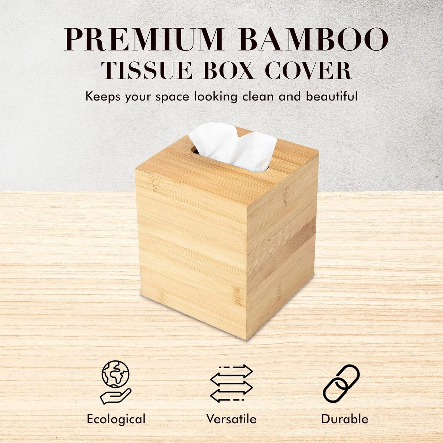 Wholesale Premium Facial Tissue Dispenser Holder Bamboo Wooden Removable Household Tissue Box