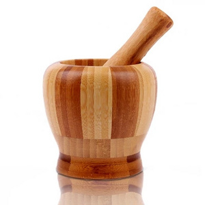 Useful Kitchen Physical Squeezing Cheap Granite Mortar And Pestle Wood Natural Bamboo Garlic Masher