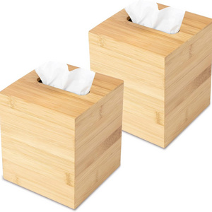 Wholesale Premium Facial Tissue Dispenser Holder Bamboo Wooden Removable Household Tissue Box