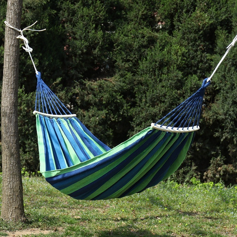 Manufacturers Direct Sale Outdoor Anti-rollover Folding Knit Swing Canvas Hammock