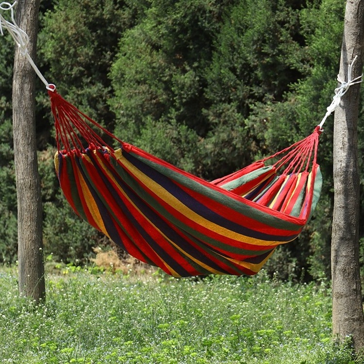 Manufacturers Direct Sale Outdoor Anti-rollover Folding Knit Swing Canvas Hammock