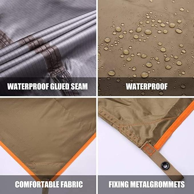 Lightweight Waterproof Camping Tarp Tent Large Portable Bushcraft Backpacking Nylon Fabric Rain Fly Tarps for Hammock