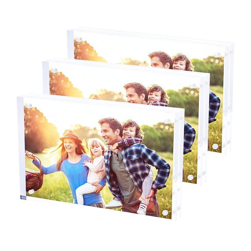 Home Decoration Modern 4x6 5x7 inches Two Sided Rotate Photo Frame With Magnet Wholesale Acrylic Cute Picture Photo Frame