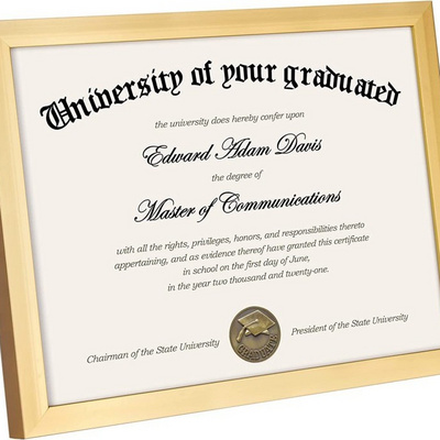 Manufacture Wholesale Gold Wood Crafts Photo Frame Diploma Certificate  A4 Certificate Photo Frame And Desktop Display Frame