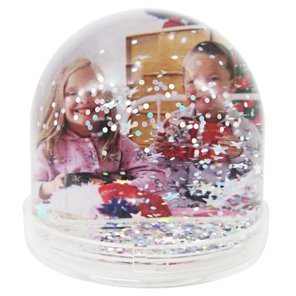 Glitter Snow Globe Photo Frame Liquid Floating Clear Plastic Acrylic Photo Frame Snow Globe Liquid Photo Frames