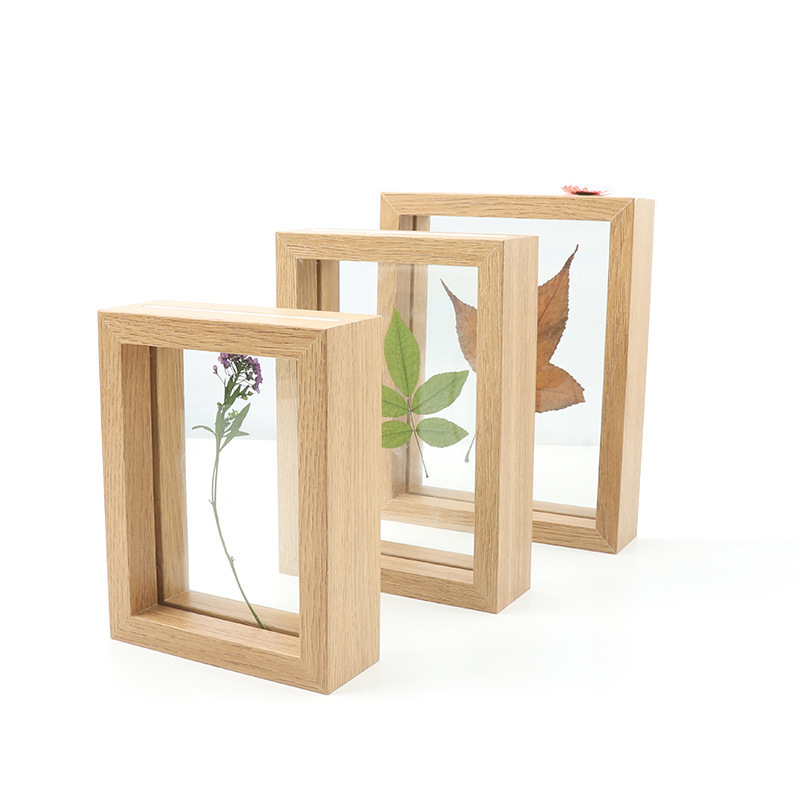 Hot Sale Mdf Material Float Frame Double Glass Plant Specimen Photo Picture Frame For Home Decoration