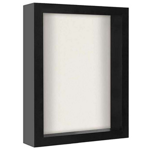 Wholesale 4x6 5x7 Inches Depth 3cm MDF Wooden Black White Walnut Shadow Box Photo Frame Picture Frame With Hooks Hanging Wall