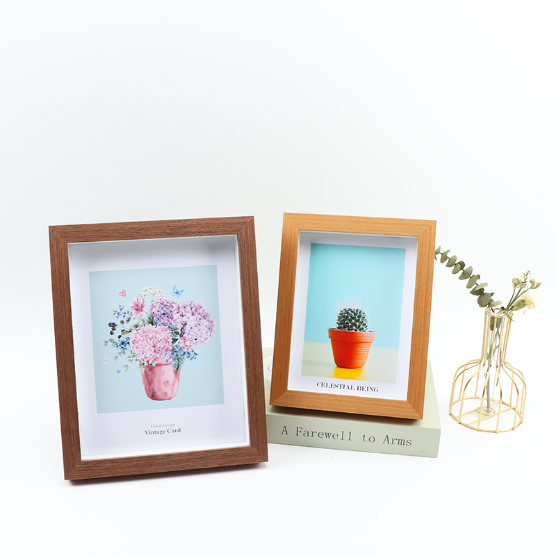 Inner Depth 2cm 4x4 5x5 6x6 8x8 10x10 inches 3D Photo Frame Wooden Picture Frame Shadow Box For Home Decoration