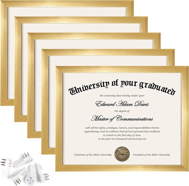 Manufacture Wholesale Gold Wood Crafts Photo Frame Diploma Certificate  A4 Certificate Photo Frame And Desktop Display Frame