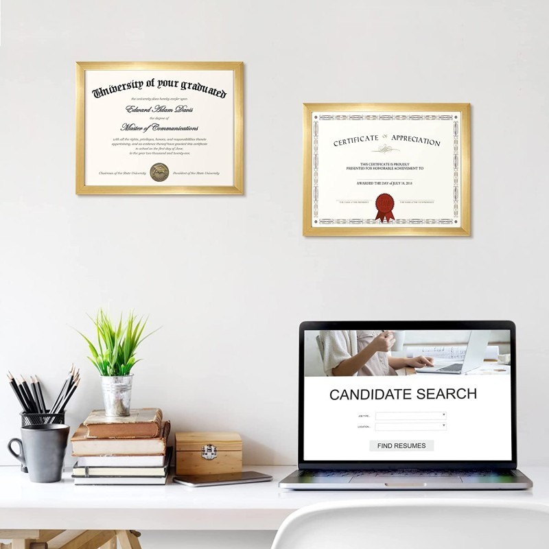 Manufacture Wholesale Gold Wood Crafts Photo Frame Diploma Certificate  A4 Certificate Photo Frame And Desktop Display Frame