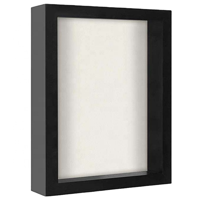 2023 Custom All Black White Wood 3CM 5CM Deep 8x8 8x10 10x10 12x12inch A3 A4 3D Shadow Box Photo Frame Wall Art 3D Picture Frame