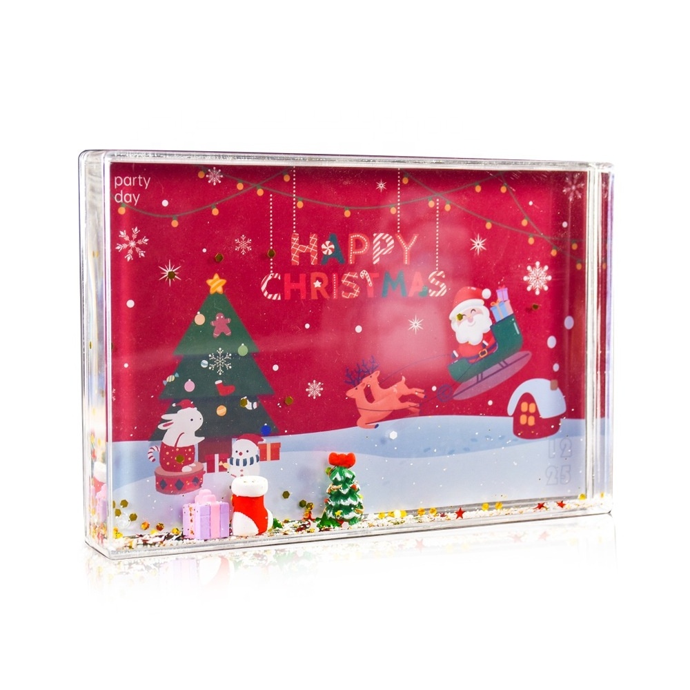 Water Snow Globe Resin Acrylic Photo Frame 2x3 4x4 4x6 5x7 inch Glitter Water Frames Floating Picture Frame