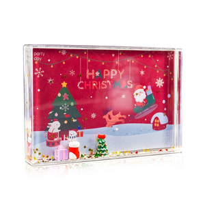 Water Snow Globe Resin Acrylic Photo Frame 2x3 4x4 4x6 5x7 inch Glitter Water Frames Floating Picture Frame