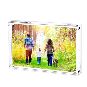 Home Decoration Modern 4x6 5x7 inches Two Sided Rotate Photo Frame With Magnet Wholesale Acrylic Cute Picture Photo Frame