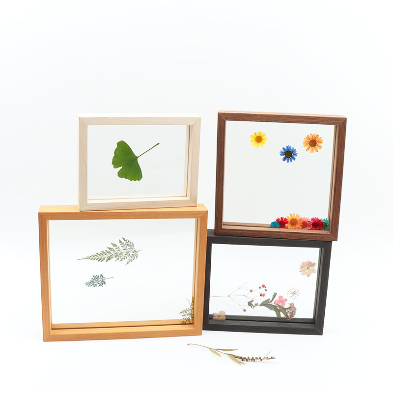 Hot Sale Mdf Material Float Frame Double Glass Plant Specimen Photo Picture Frame For Home Decoration