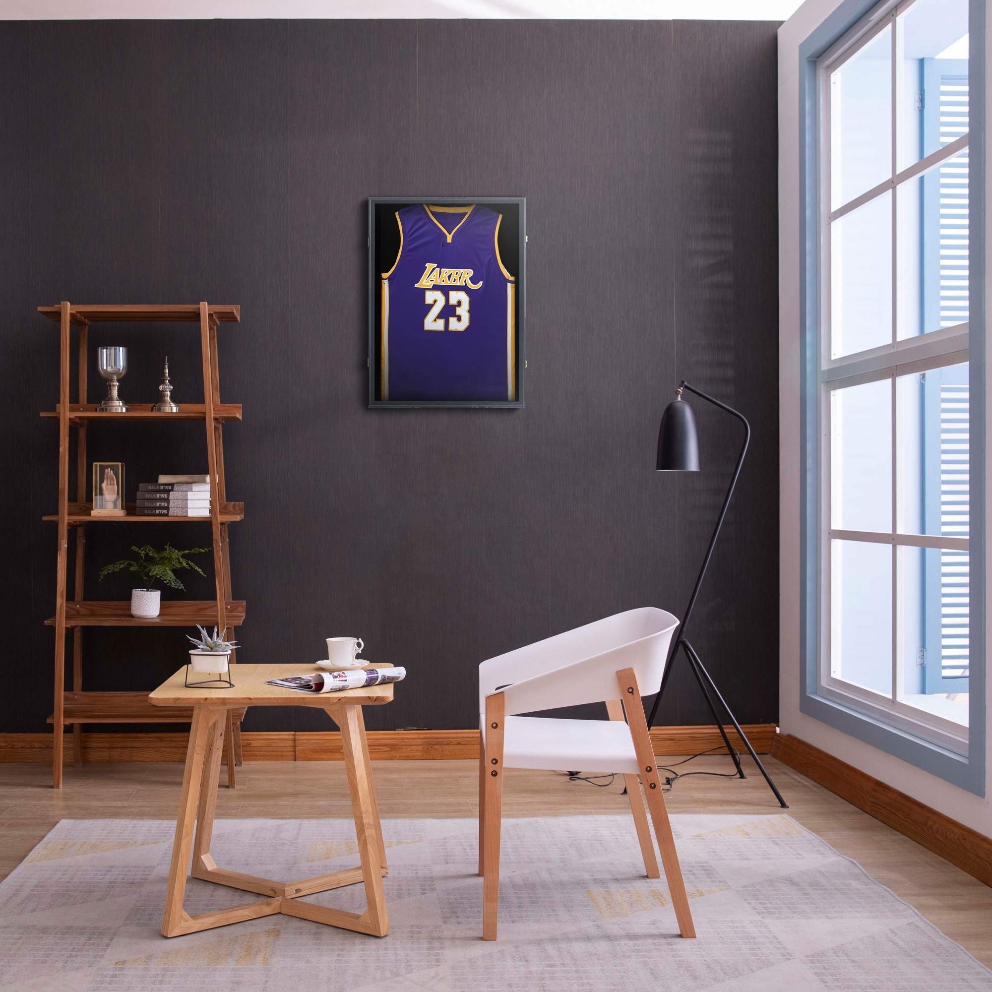 Jersey Display Case Frame Lockable Shadow Box Football Jersey Frame with UV Protection Acrylic Hanger for Baseball Basketball