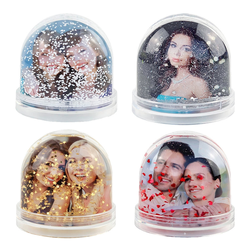 Glitter Snow Globe Photo Frame Liquid Floating Clear Plastic Acrylic Photo Frame Snow Globe Liquid Photo Frames