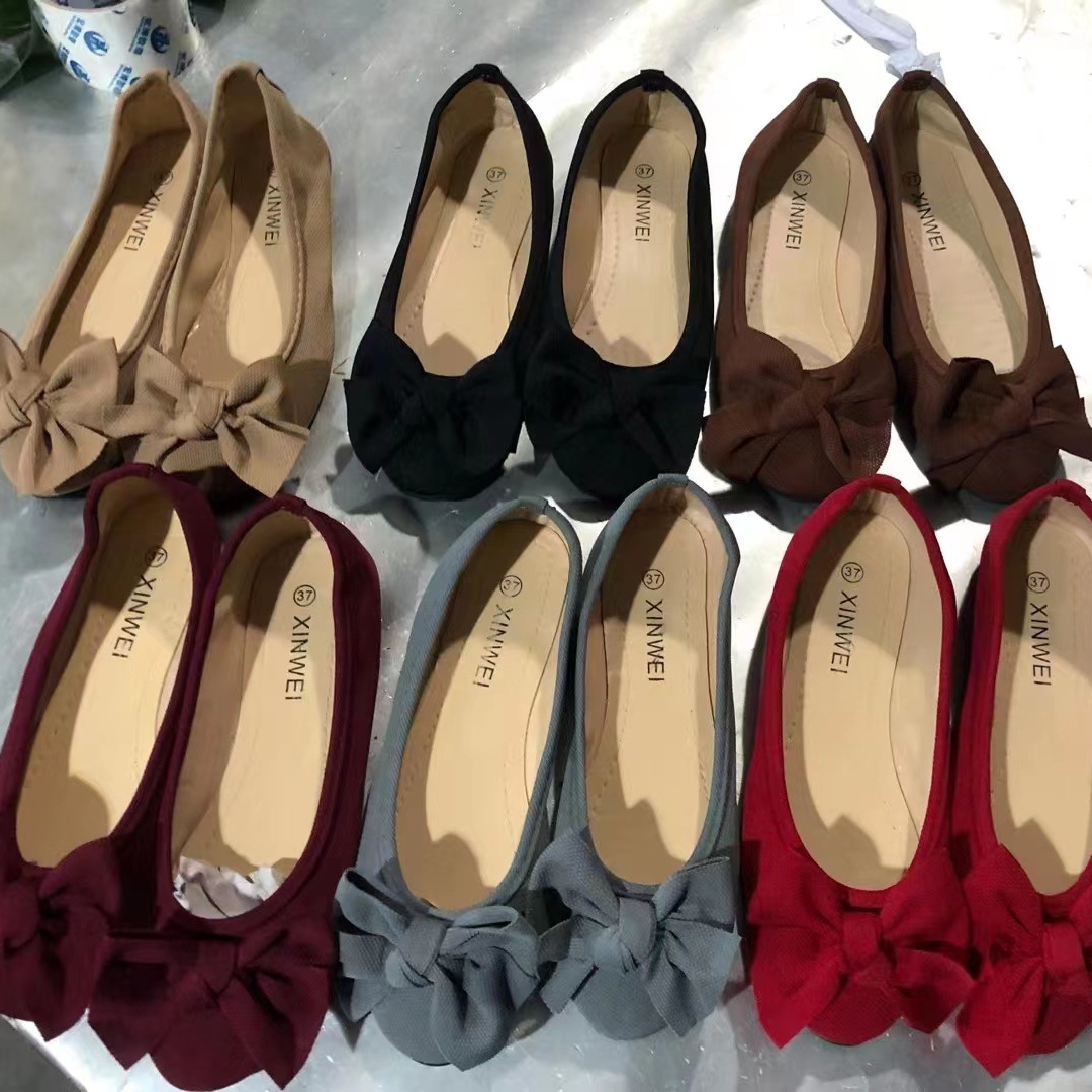 Women Flat Heel Shoes Big Silk Bowknot Pointed Toe Lady Flats Casual Sweet Soft Sole