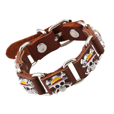 1 PIECE Leather Bracelet Punk Style Anime Adjustable Wristband For Women And Men